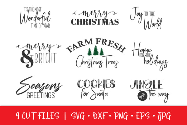 Christmas Crafting Sign Bundle SVG DXF EPS - 9 Christmas Cut Files