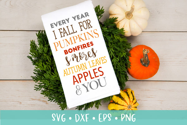 Every Year I Fall For Pumpkins SVG DXF PNG Cut File