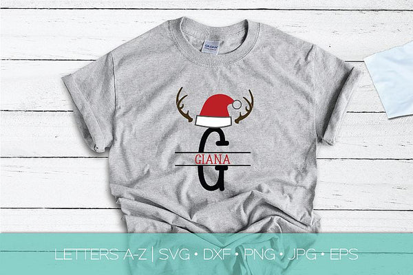 Santa Hat Split Monogram SVG DXF EPS Silhouette Cut File