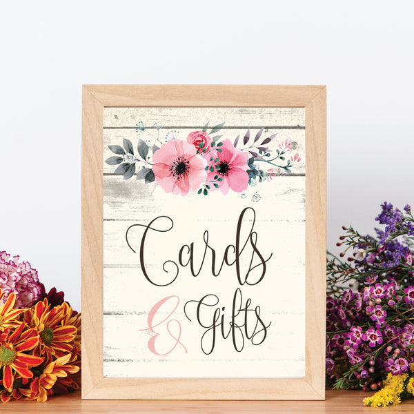 Wedding Event Welcome Cards and Gifts Table Sign - Antique White Floral Sign - Wedding Cards Table Sign - 8x10 Floral Event Welcome Sign