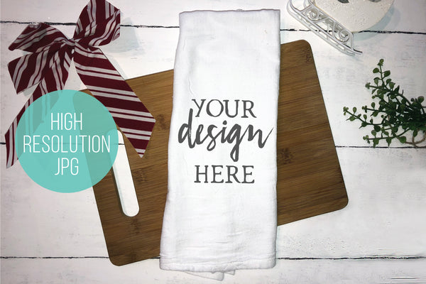Christmas Theme Tea Towel Flour Sack Mockup