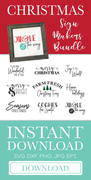 Christmas Crafting Sign Bundle SVG DXF EPS - 9 Christmas Cut Files