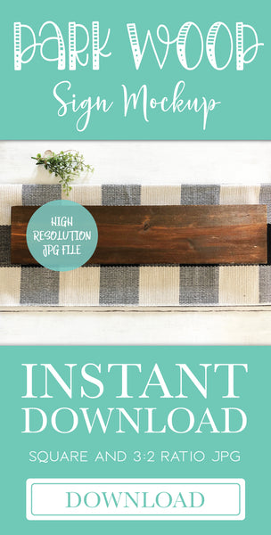 Dark Wood Espresso Horizontal Sign Mockup - Buffalo Plaid Christmas Sign Mockup