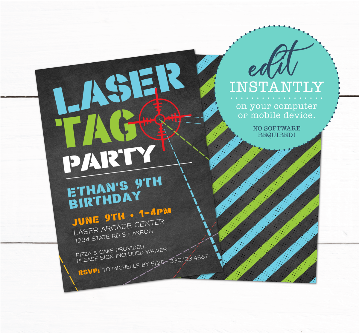 laser quest party invite template