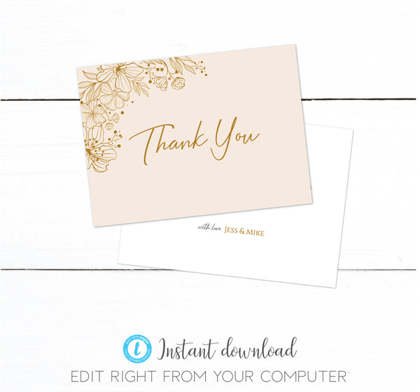 Rose Gold Floral Wedding Invitation Set