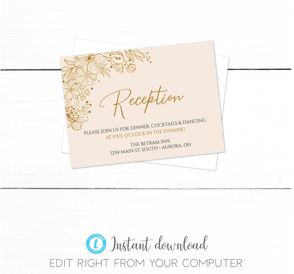 Rose Gold Floral Wedding Invitation Set