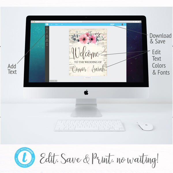 Wedding Welcome Floral Sign - Anniversary Welcome Sign - Party Welcome Sign - Antique White Floral Sign - 16x20 Floral Event Welcome Sign