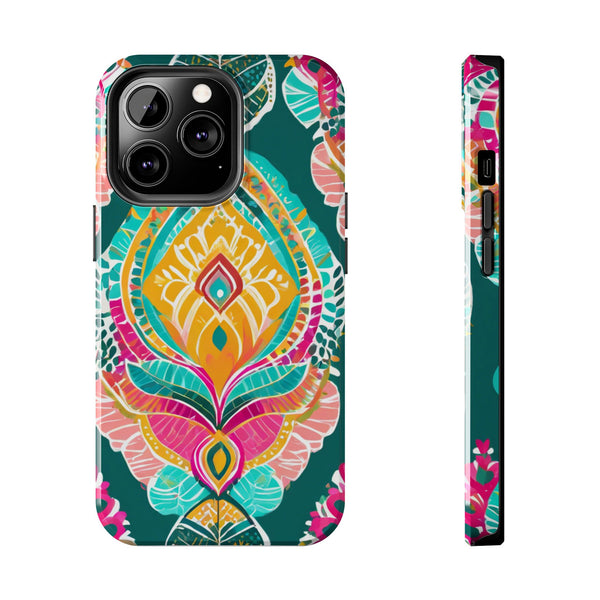 Pink Teal Paisley Tough Phone Case