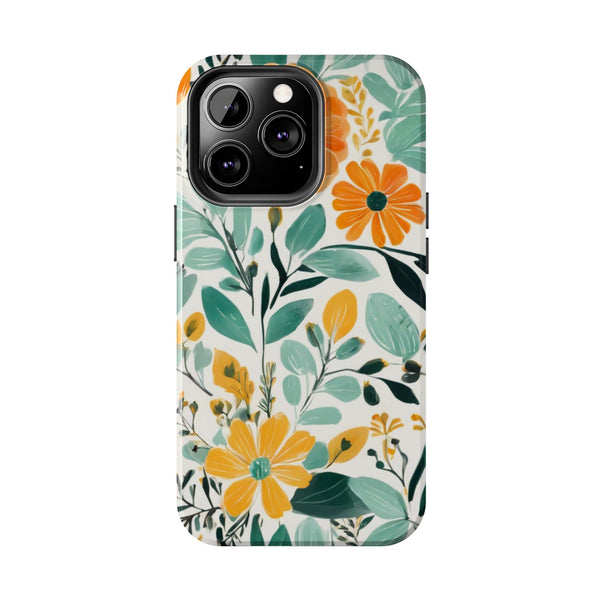 Boho Mint Orange Floral Tough Phone Case