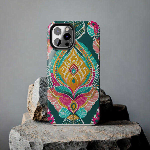 Pink Teal Paisley Tough Phone Case