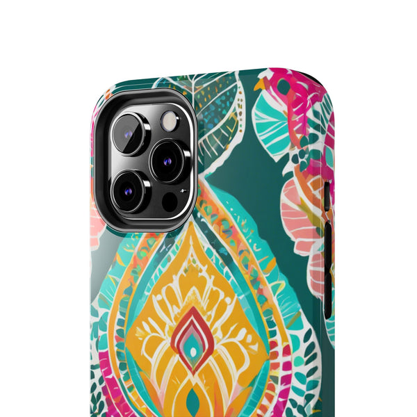 Pink Teal Paisley Tough Phone Case