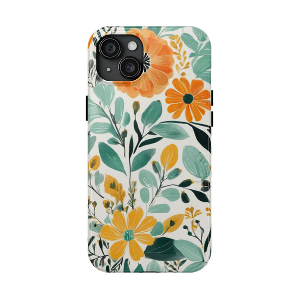 Boho Mint Orange Floral Tough Phone Case