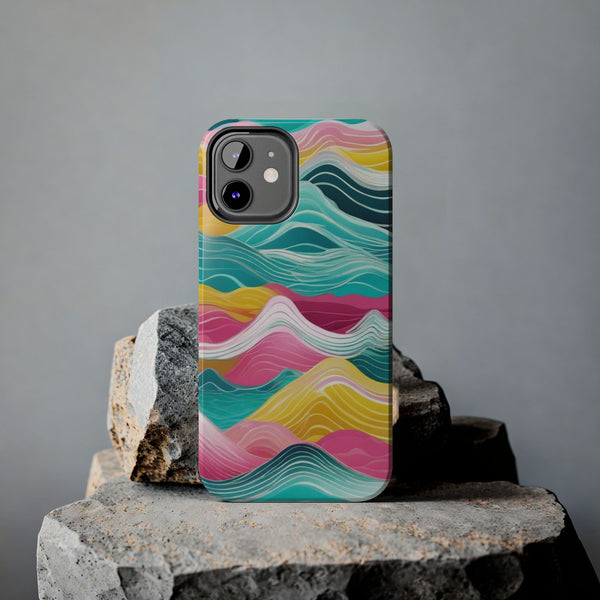 Pink Teal Ocean Waves Tough Phone Case