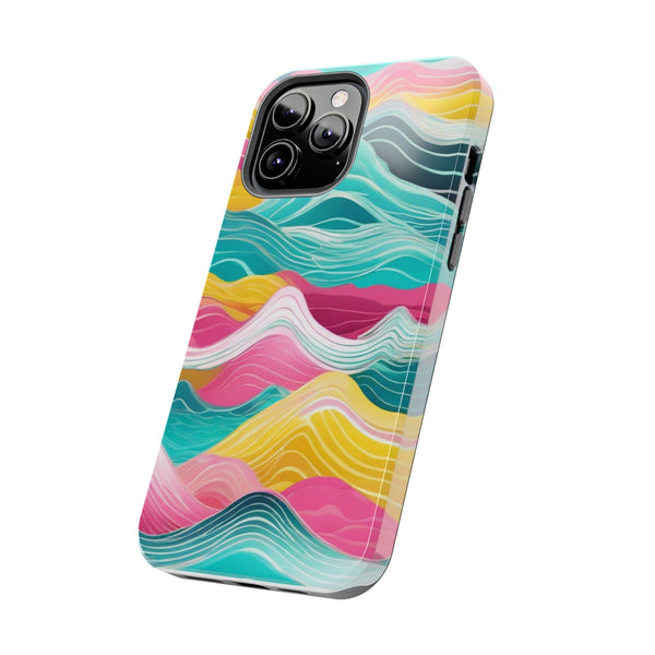 Pink Teal Ocean Waves Tough Phone Case