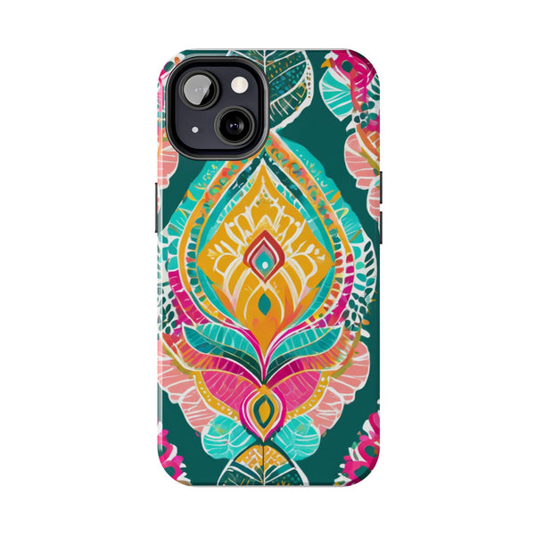 Pink Teal Paisley Tough Phone Case