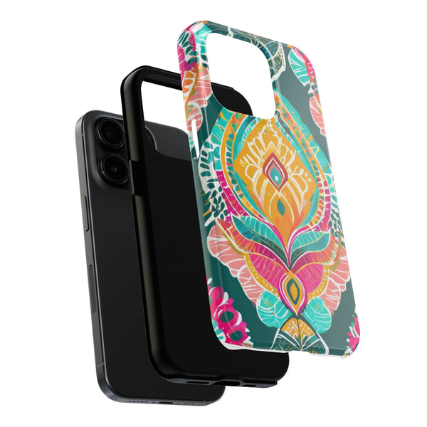 Pink Teal Paisley Tough Phone Case