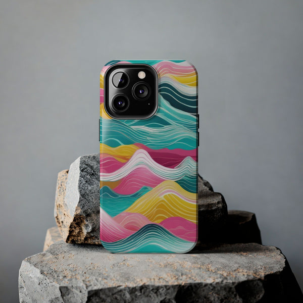 Pink Teal Ocean Waves Tough Phone Case