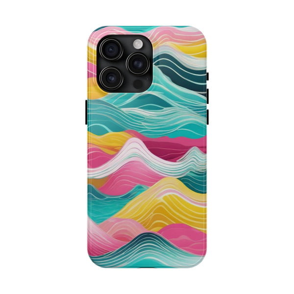 Pink Teal Ocean Waves Tough Phone Case