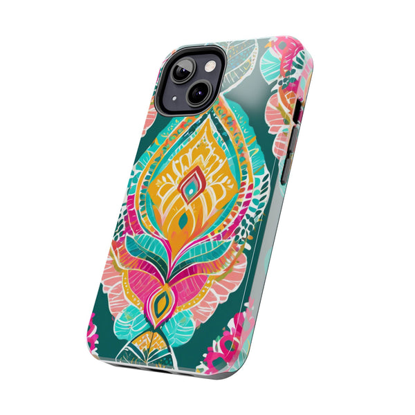 Pink Teal Paisley Tough Phone Case