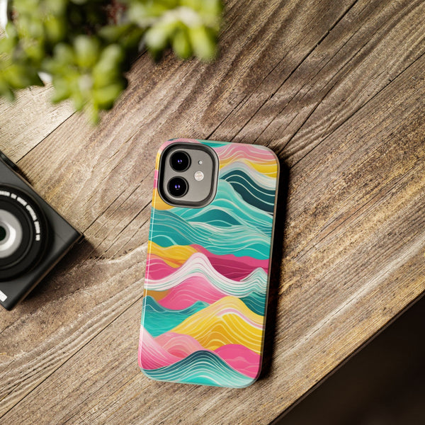 Pink Teal Ocean Waves Tough Phone Case