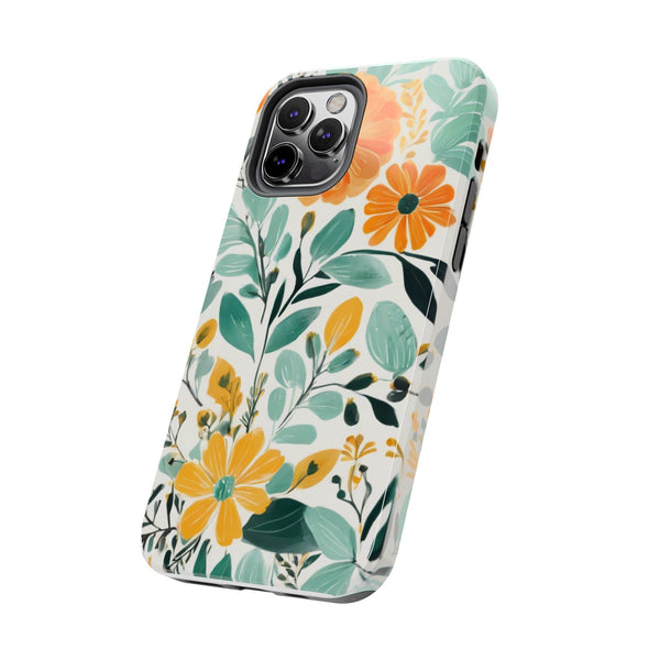 Boho Mint Orange Floral Tough Phone Case