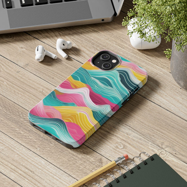 Pink Teal Ocean Waves Tough Phone Case