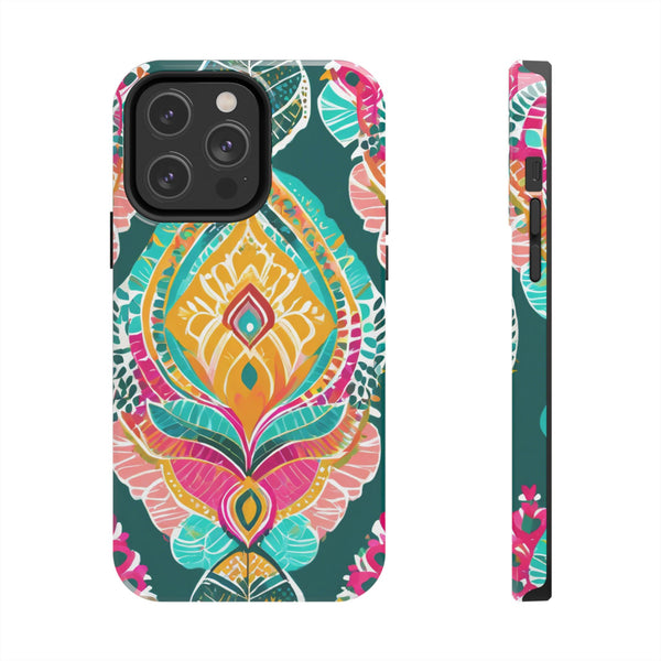 Pink Teal Paisley Tough Phone Case