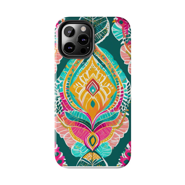 Pink Teal Paisley Tough Phone Case