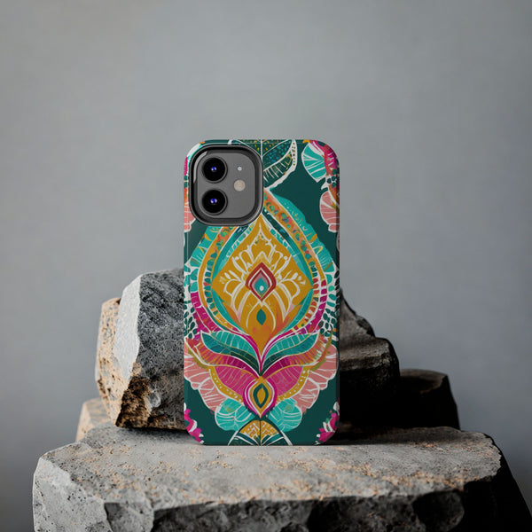 Pink Teal Paisley Tough Phone Case