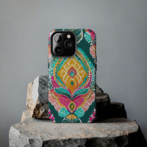 Pink Teal Paisley Tough Phone Case