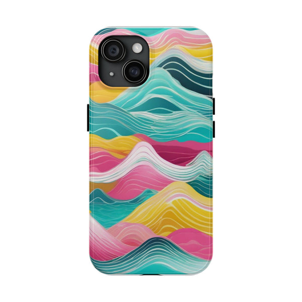 Pink Teal Ocean Waves Tough Phone Case