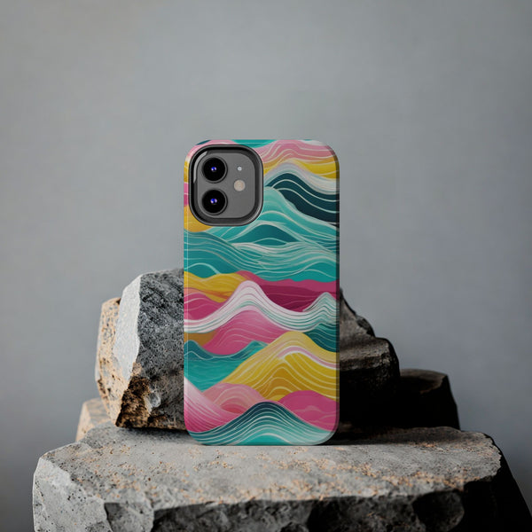 Pink Teal Ocean Waves Tough Phone Case