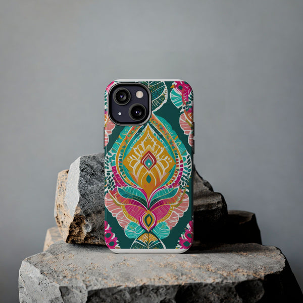 Pink Teal Paisley Tough Phone Case