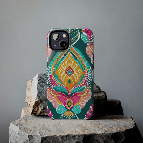 Pink Teal Paisley Tough Phone Case