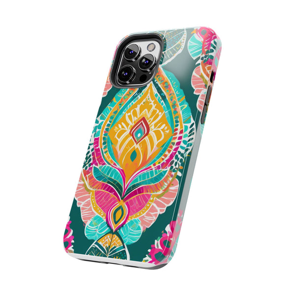 Pink Teal Paisley Tough Phone Case