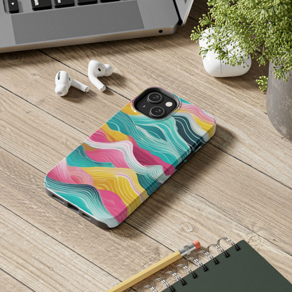 Pink Teal Ocean Waves Tough Phone Case