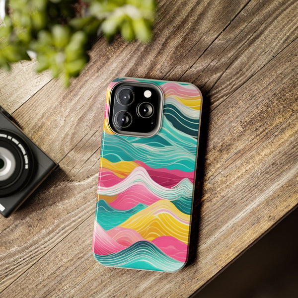 Pink Teal Ocean Waves Tough Phone Case