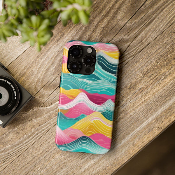 Pink Teal Ocean Waves Tough Phone Case