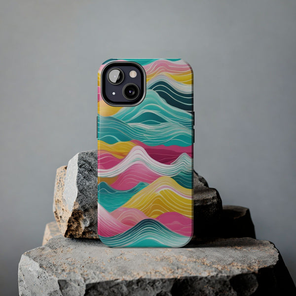 Pink Teal Ocean Waves Tough Phone Case