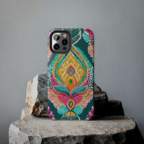 Pink Teal Paisley Tough Phone Case