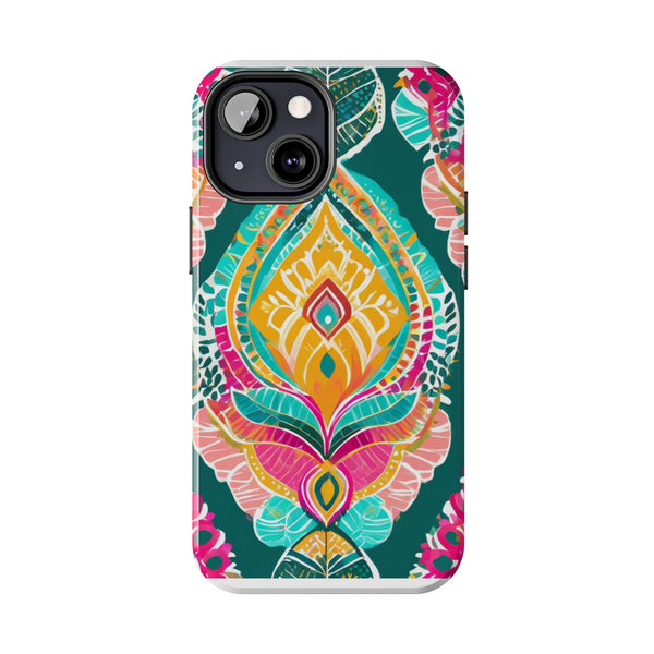 Pink Teal Paisley Tough Phone Case