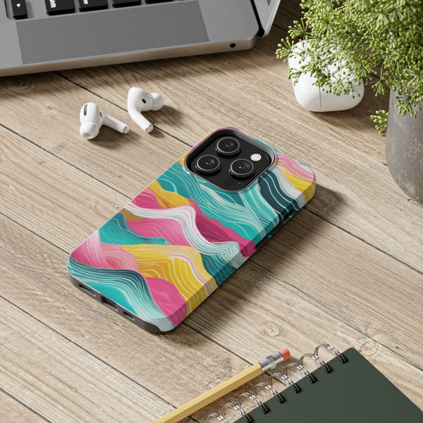 Pink Teal Ocean Waves Tough Phone Case