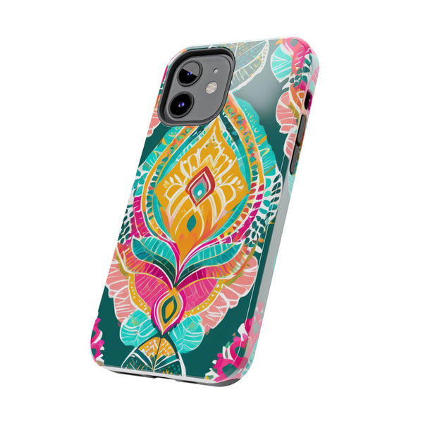 Pink Teal Paisley Tough Phone Case