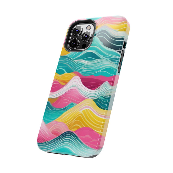 Pink Teal Ocean Waves Tough Phone Case