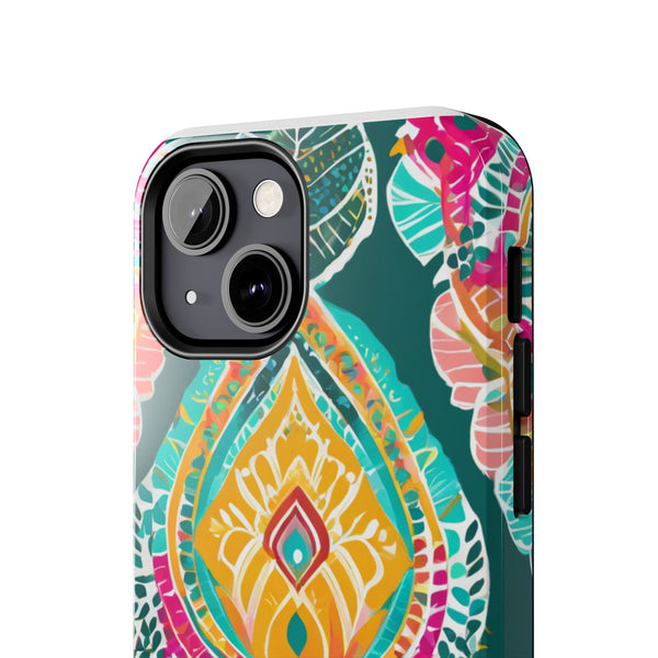 Pink Teal Paisley Tough Phone Case