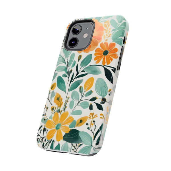 Boho Mint Orange Floral Tough Phone Case