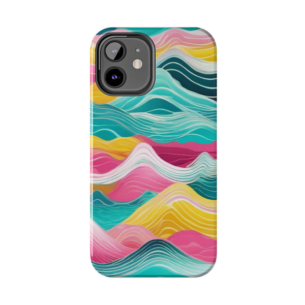 Pink Teal Ocean Waves Tough Phone Case