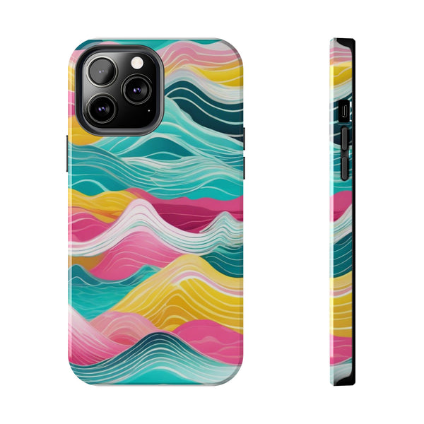 Pink Teal Ocean Waves Tough Phone Case