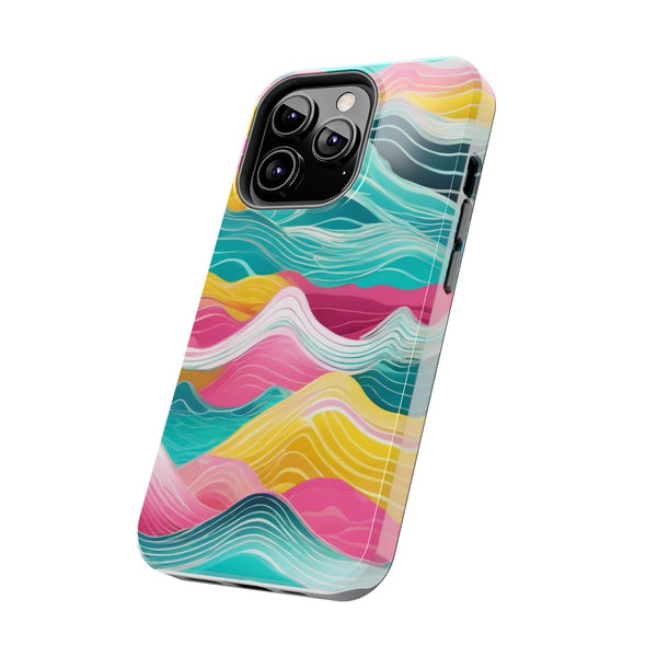 Pink Teal Ocean Waves Tough Phone Case