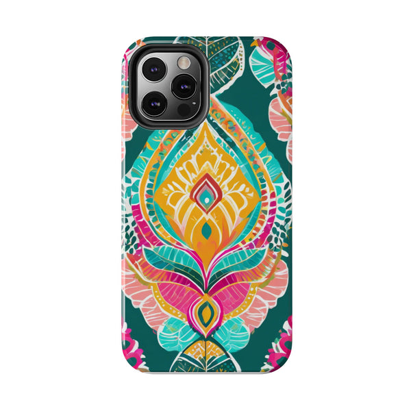 Pink Teal Paisley Tough Phone Case